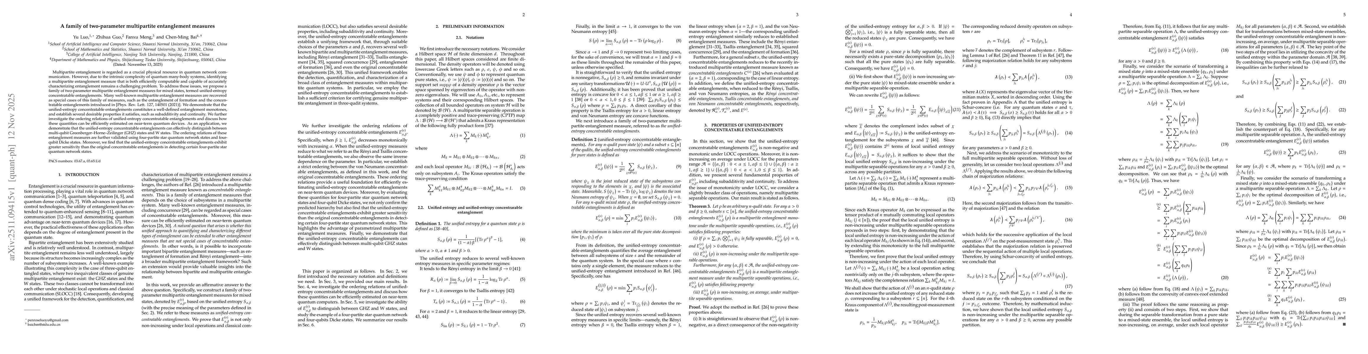 Thumbnail for A family of two-parameter multipartite entanglement measures