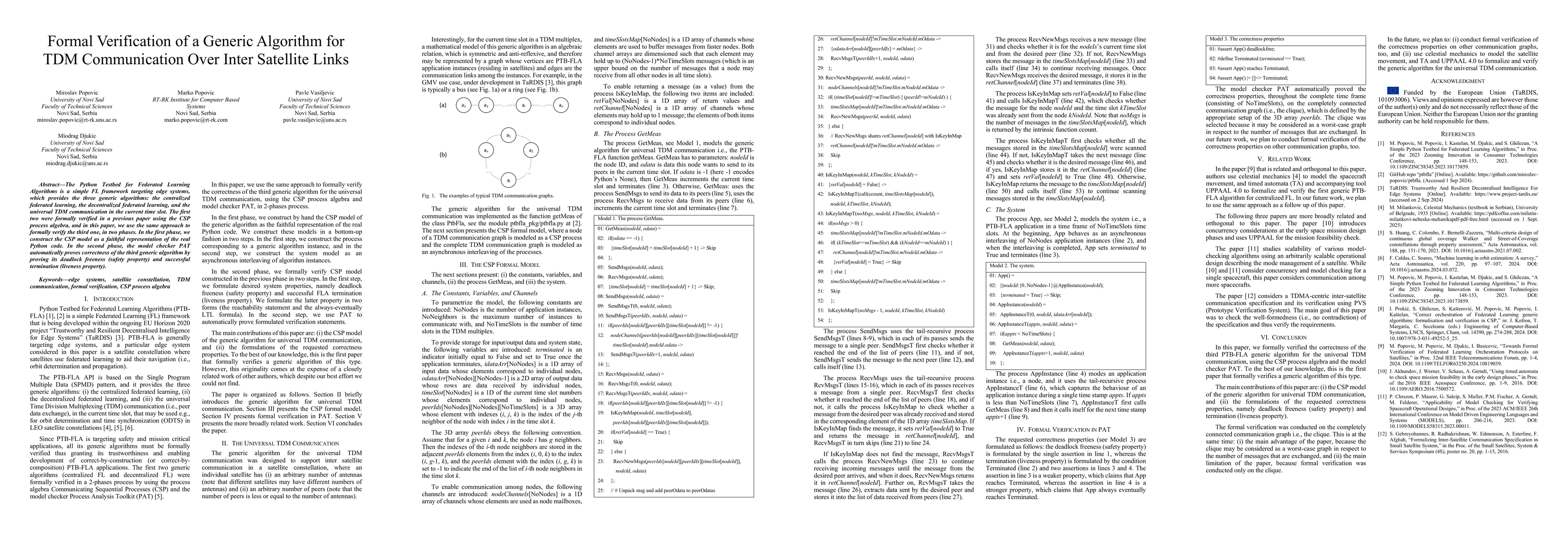 Thumbnail for Formal Verification of a Generic Algorithm for TDM Communication Over Inter Satellite Links