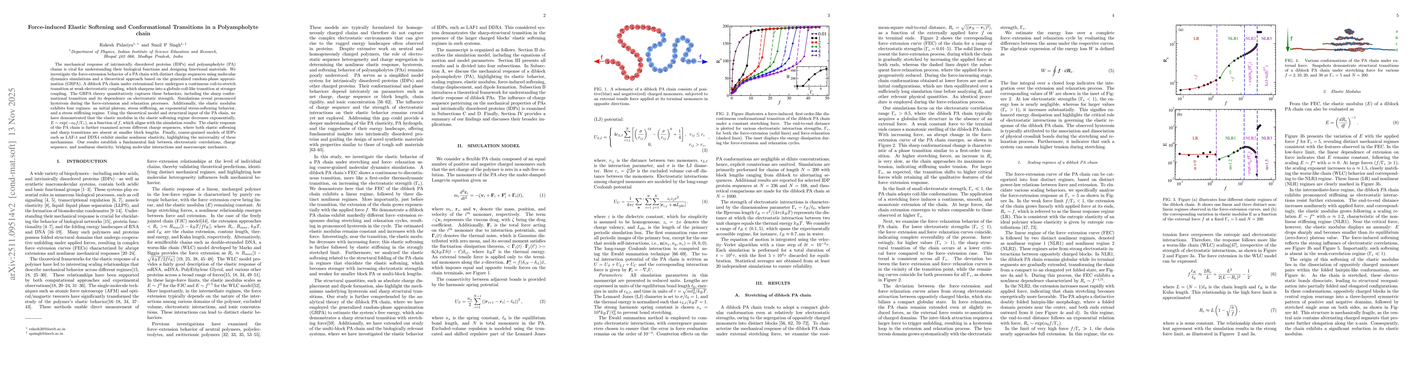 Thumbnail for Force-induced Elastic Softening and Conformational Transitions in a Polyampholyte Chain