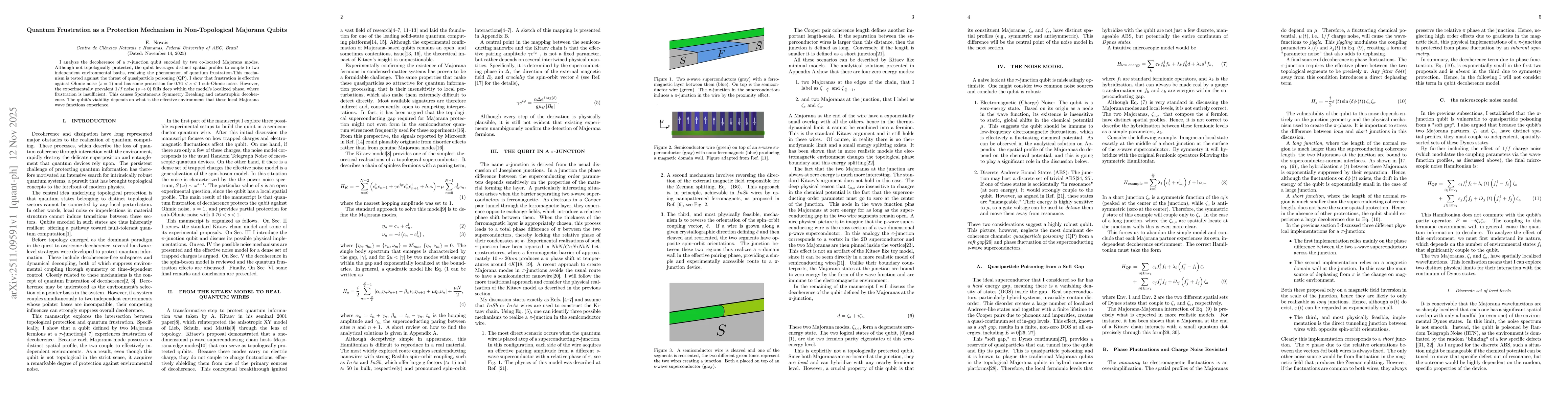 Thumbnail for Quantum Frustration as a Protection Mechanism in Non-Topological Majorana Qubits