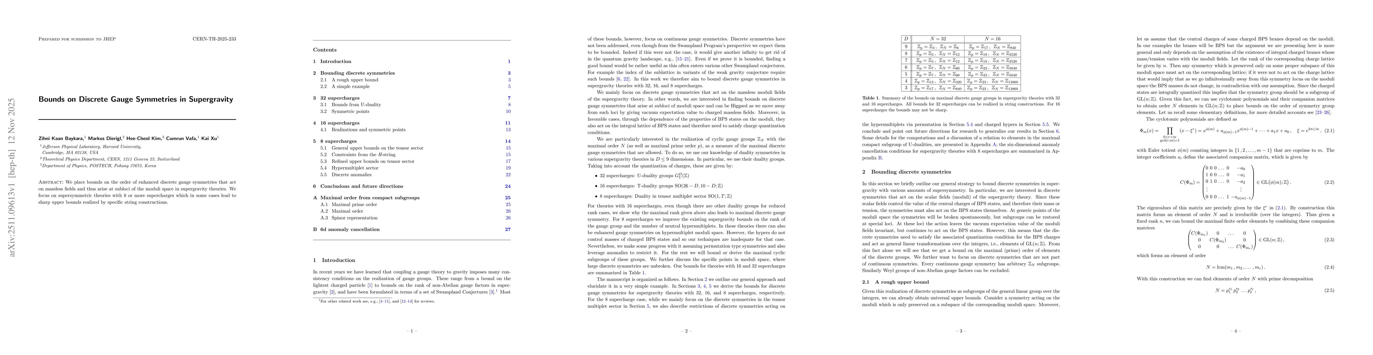 Thumbnail for Bounds on Discrete Gauge Symmetries in Supergravity