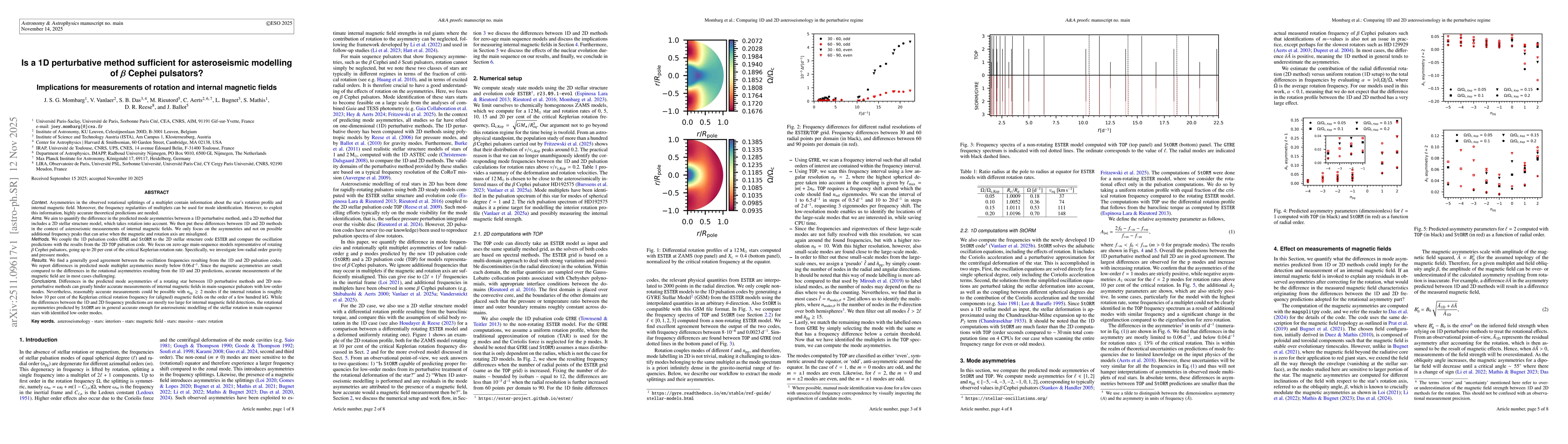 Thumbnail for Is a 1D perturbative method sufficient for asteroseismic modelling of $β$ Cephei pulsators? Implications for measurements of rotation and internal magnetic fields