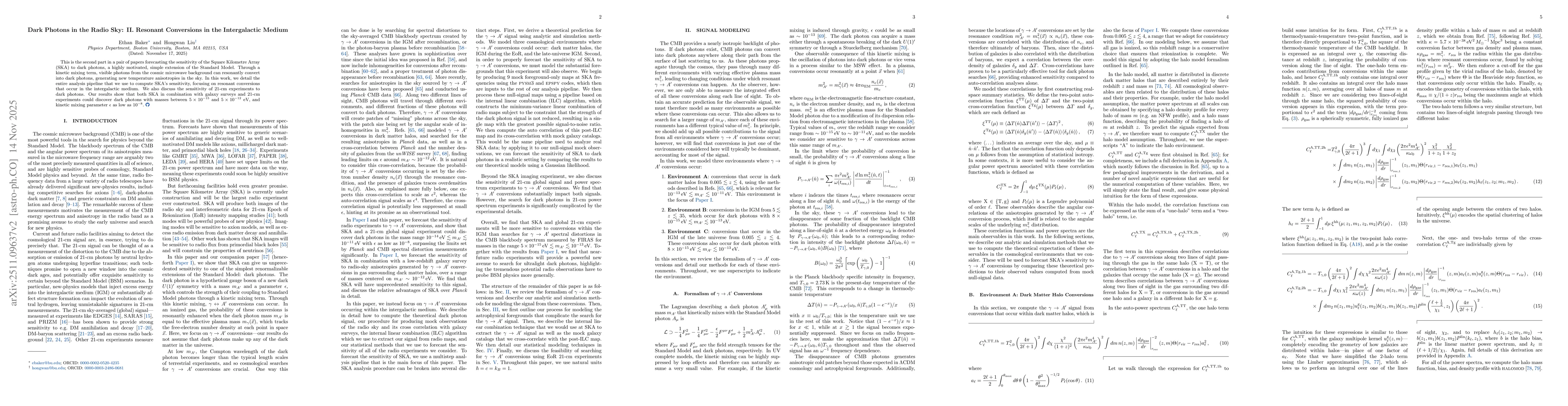 Thumbnail for Dark Photons in the Radio Sky: II. Resonant Conversions in the Intergalactic Medium