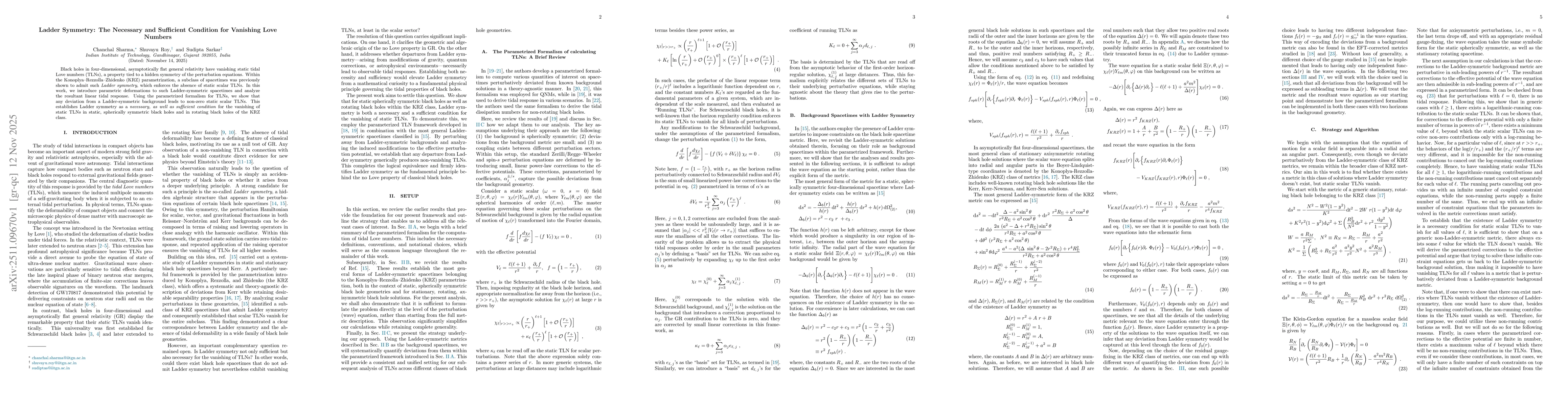 Thumbnail for Ladder Symmetry: The Necessary and Sufficient Condition for Vanishing Love Numbers