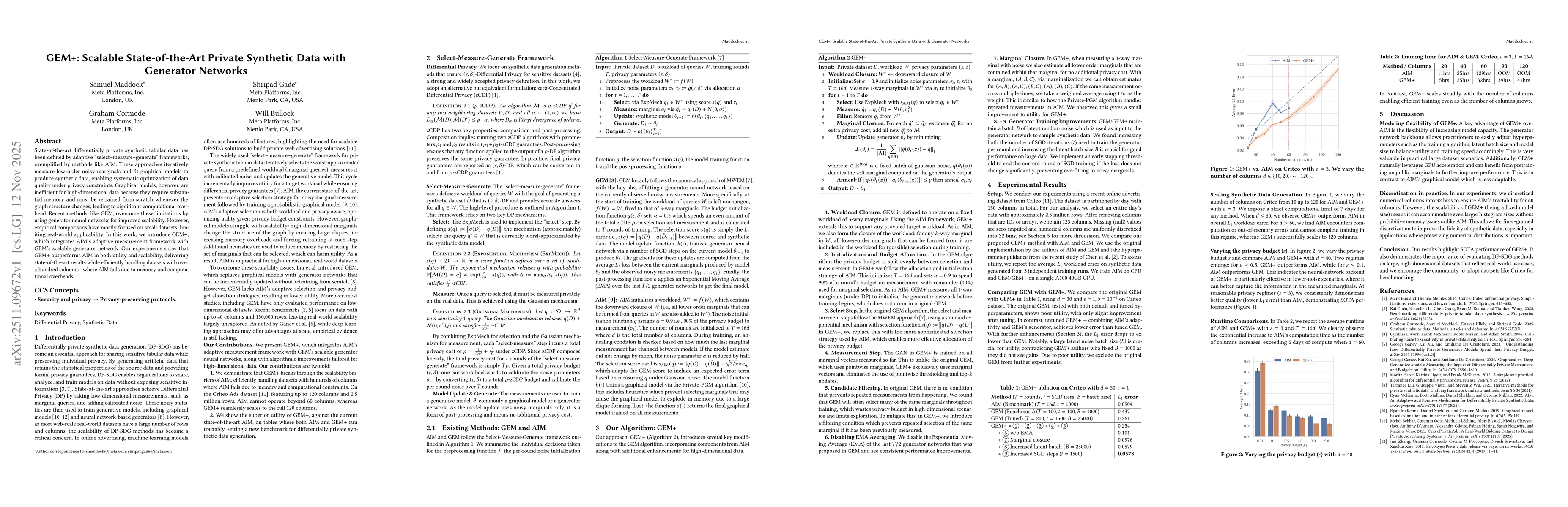 Thumbnail for GEM+: Scalable State-of-the-Art Private Synthetic Data with Generator Networks