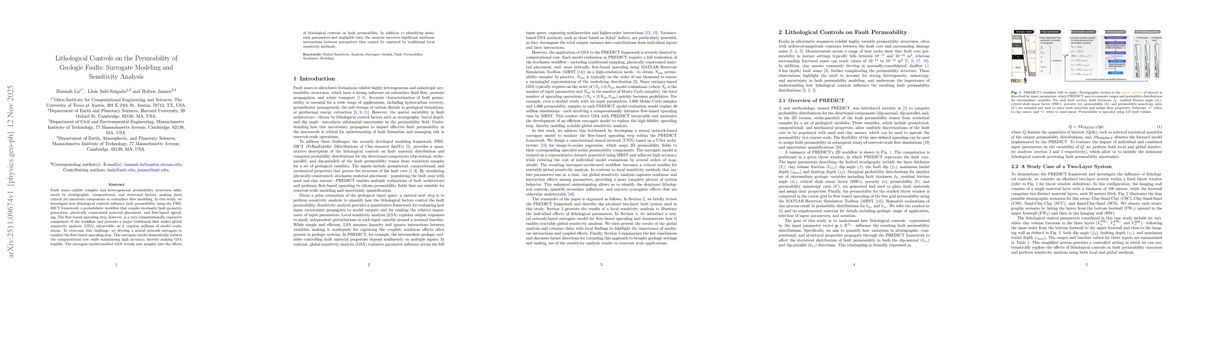 Thumbnail for Lithological Controls on the Permeability of Geologic Faults: Surrogate Modeling and Sensitivity Analysis