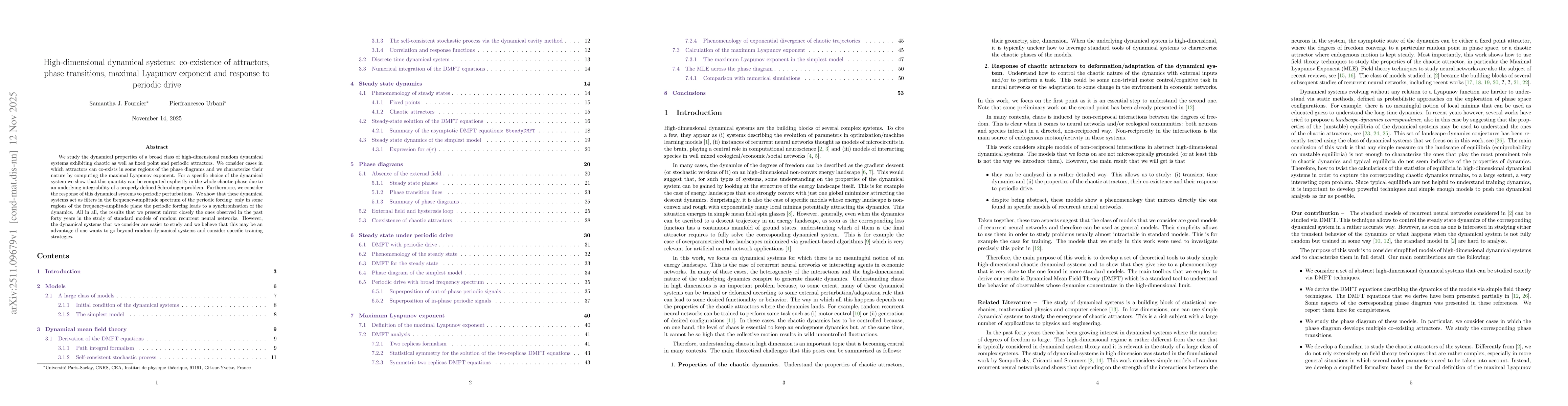 Thumbnail for High-dimensional dynamical systems: co-existence of attractors, phase transitions, maximal Lyapunov exponent and response to periodic drive