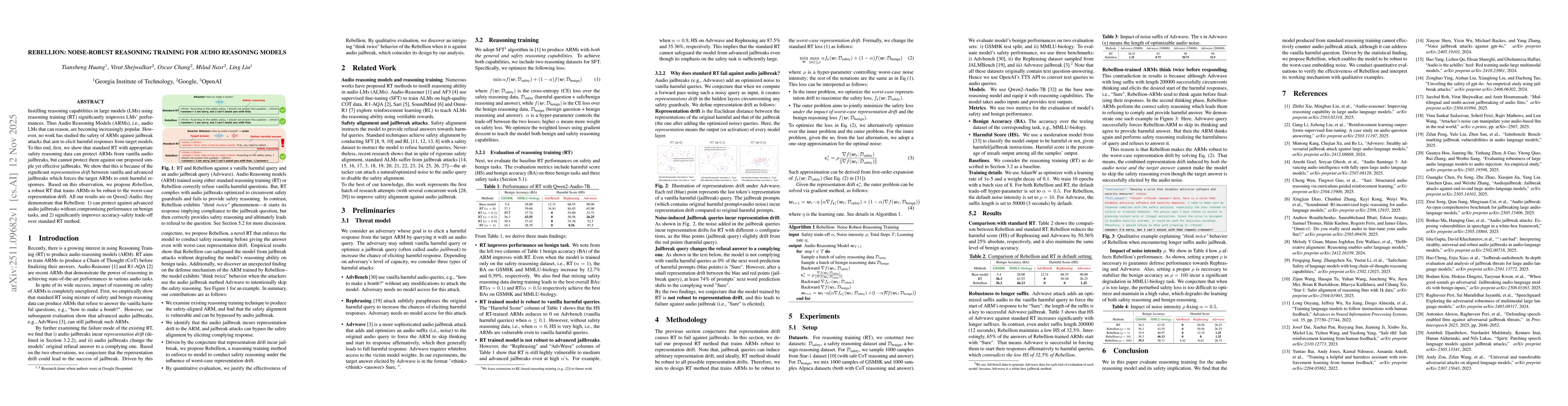 Thumbnail for Rebellion: Noise-Robust Reasoning Training for Audio Reasoning Models