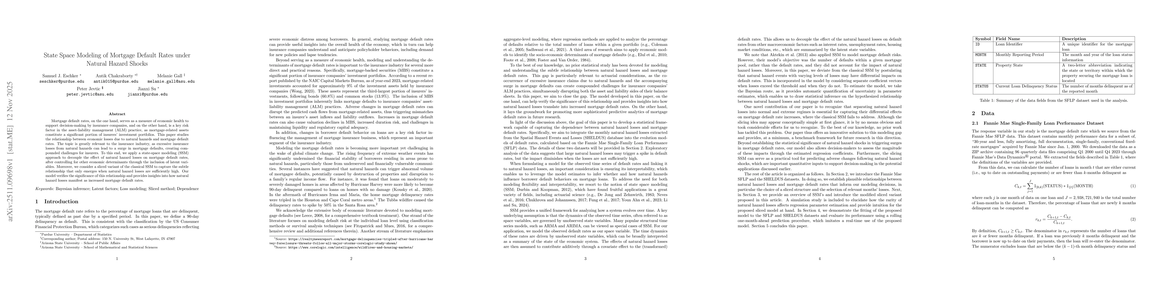 Thumbnail for State Space Modeling of Mortgage Default Rates under Natural Hazard Shocks