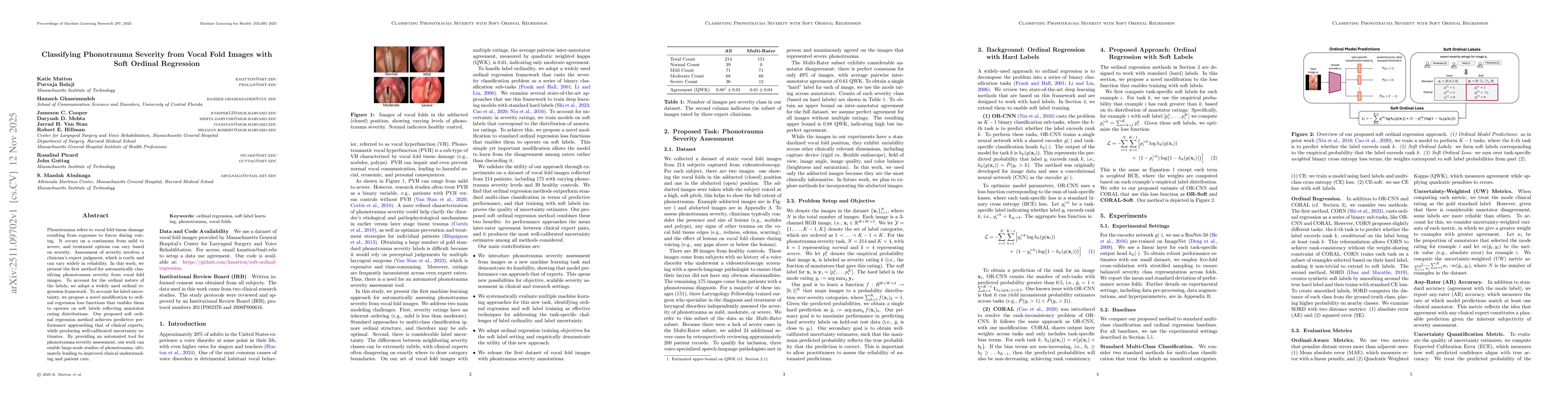 Thumbnail for Classifying Phonotrauma Severity from Vocal Fold Images with Soft Ordinal Regression