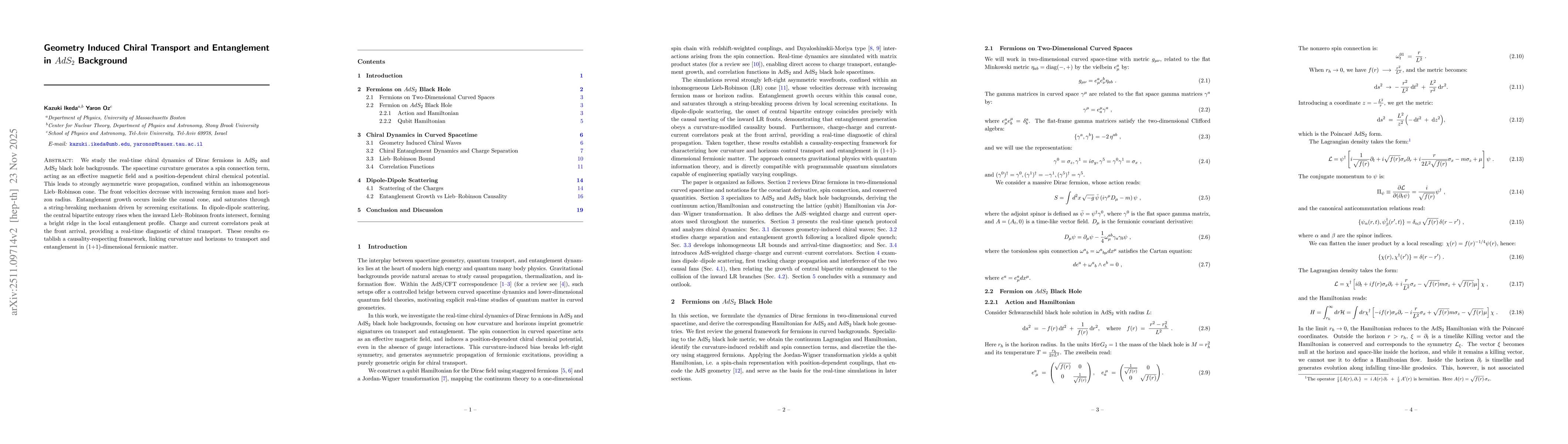 Thumbnail for Geometry Induced Chiral Transport and Entanglement in $AdS_2$ Background