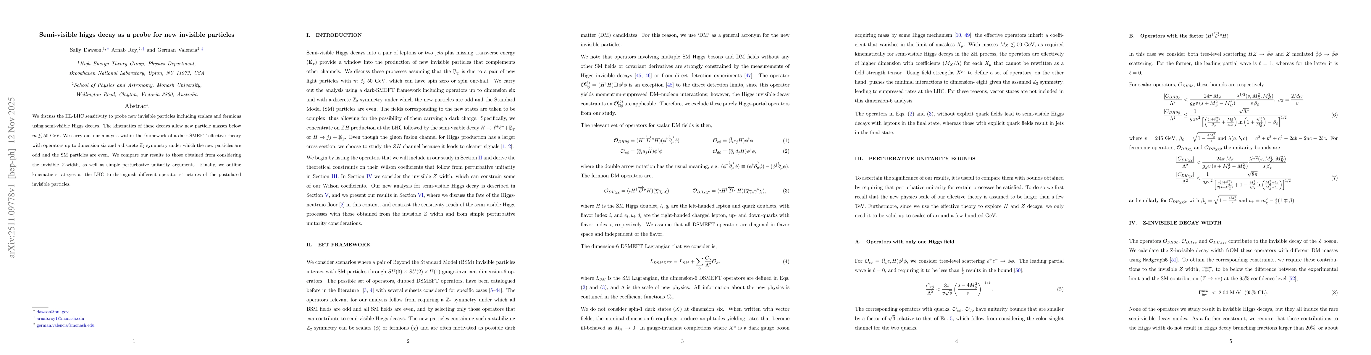 Thumbnail for Semi-visible higgs decay as a probe for new invisible particles