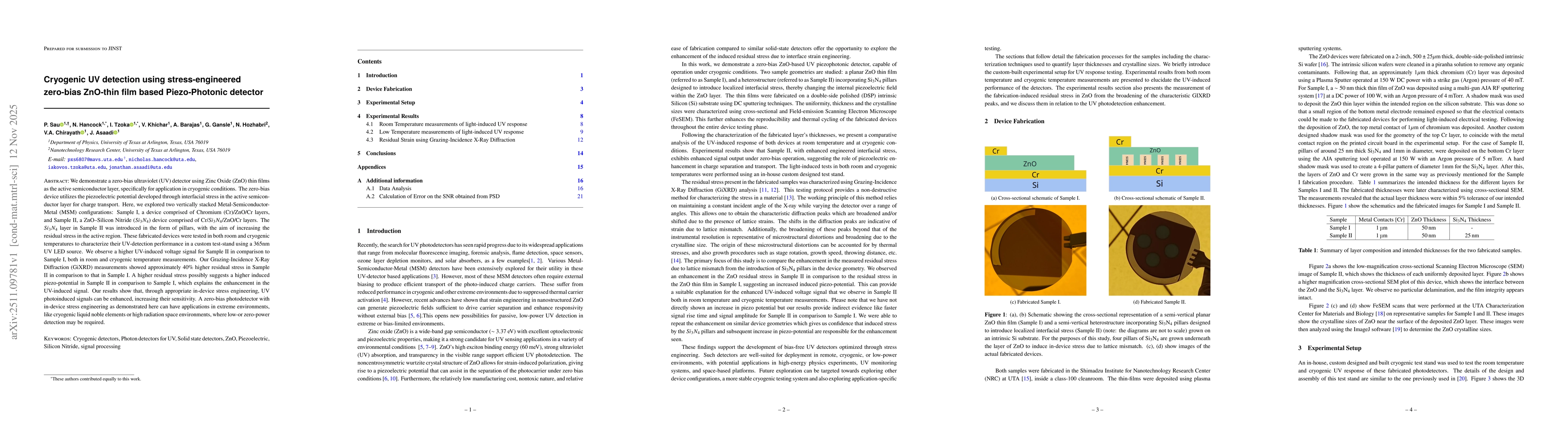 Thumbnail for Cryogenic UV detection using stress-engineered zero-bias ZnO-thin film based Piezo-Photonic detector