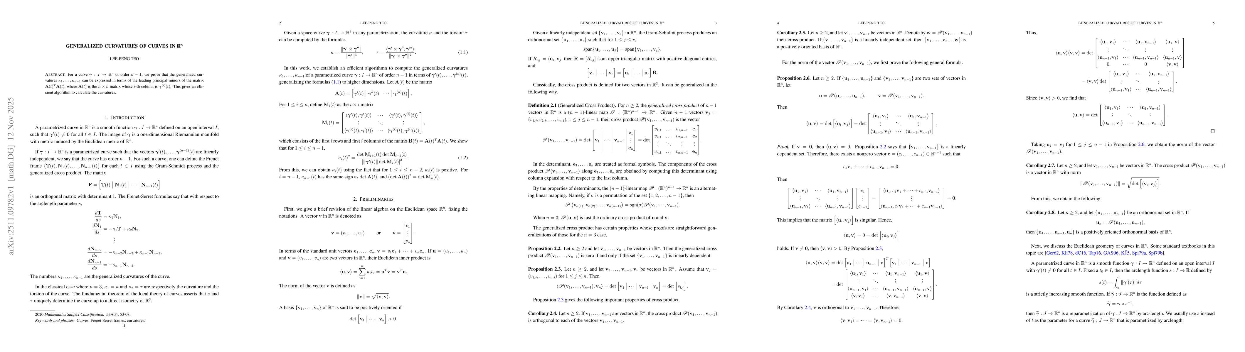 Thumbnail for Generalized Curvatures of Curves in $\mathbb{R}^n$