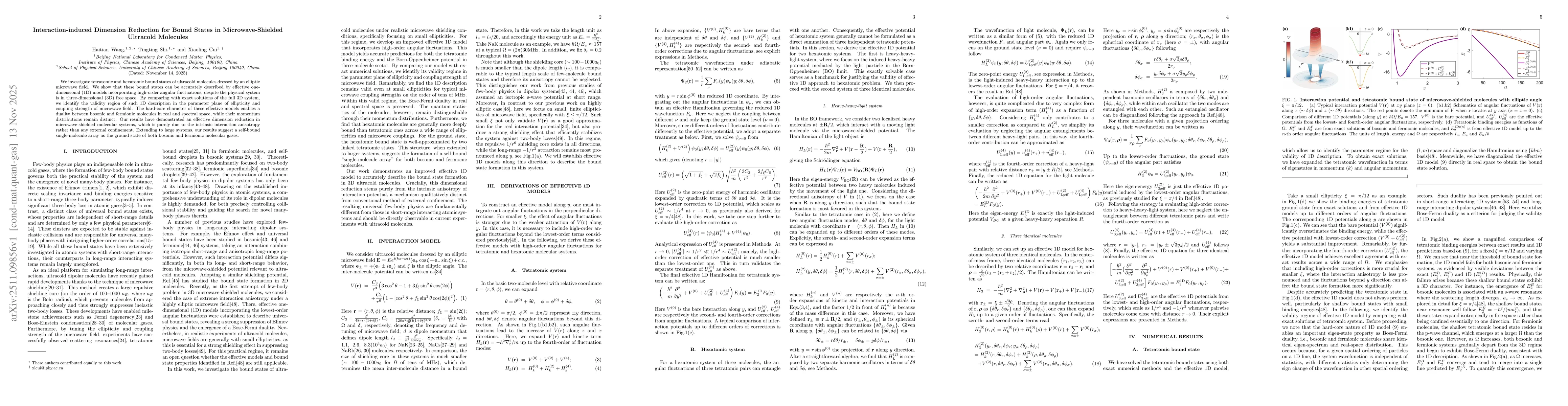 Thumbnail for Interaction-induced Dimension Reduction for Bound States in Microwave-Shielded Ultracold Molecules