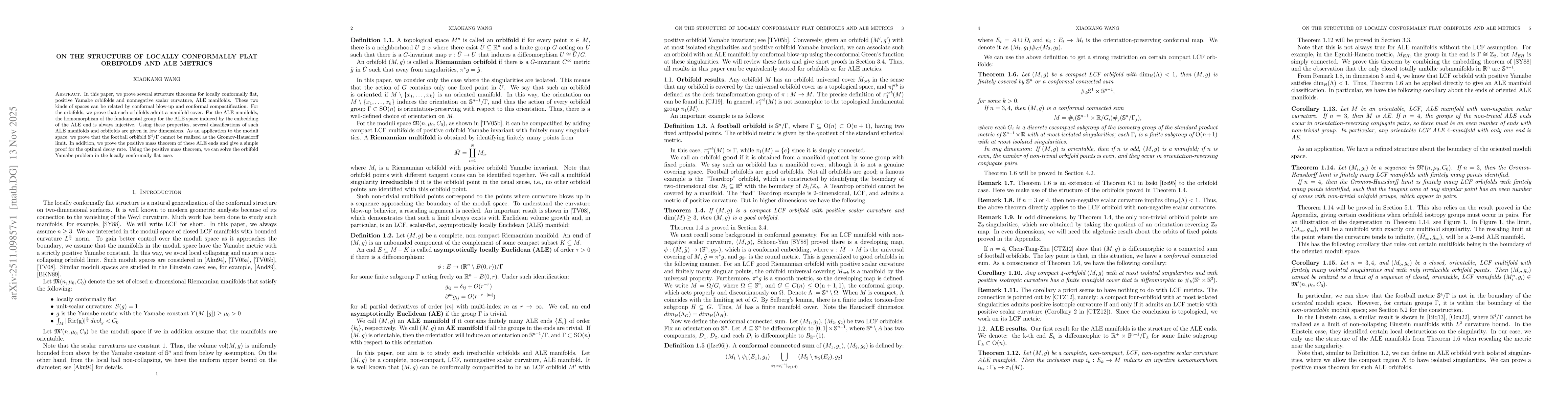 Thumbnail for On the structure of locally conformally flat orbifolds and ALE manifolds