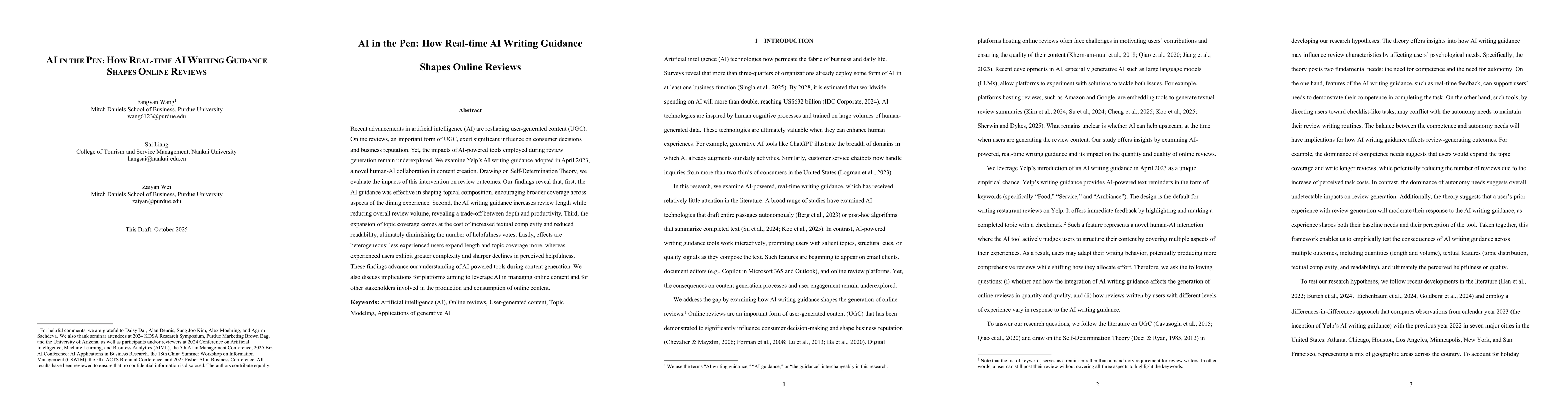 Thumbnail for AI in the Pen: How Real-time AI Writing Guidance Shapes Online Reviews
