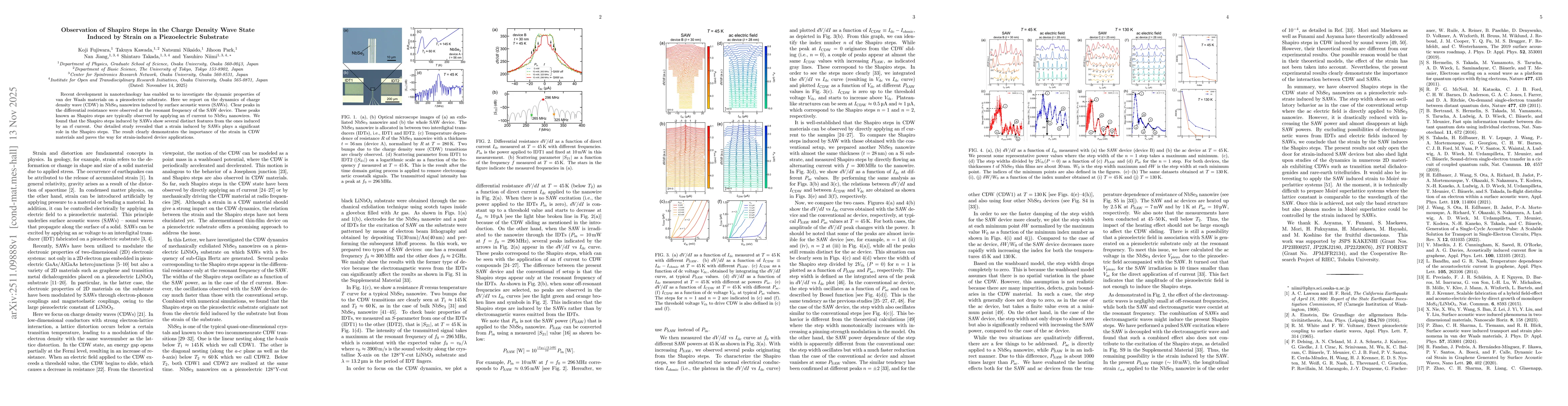 Thumbnail for Observation of Shapiro Steps in the Charge Density Wave State Induced by Strain on a Piezoelectric Substrate