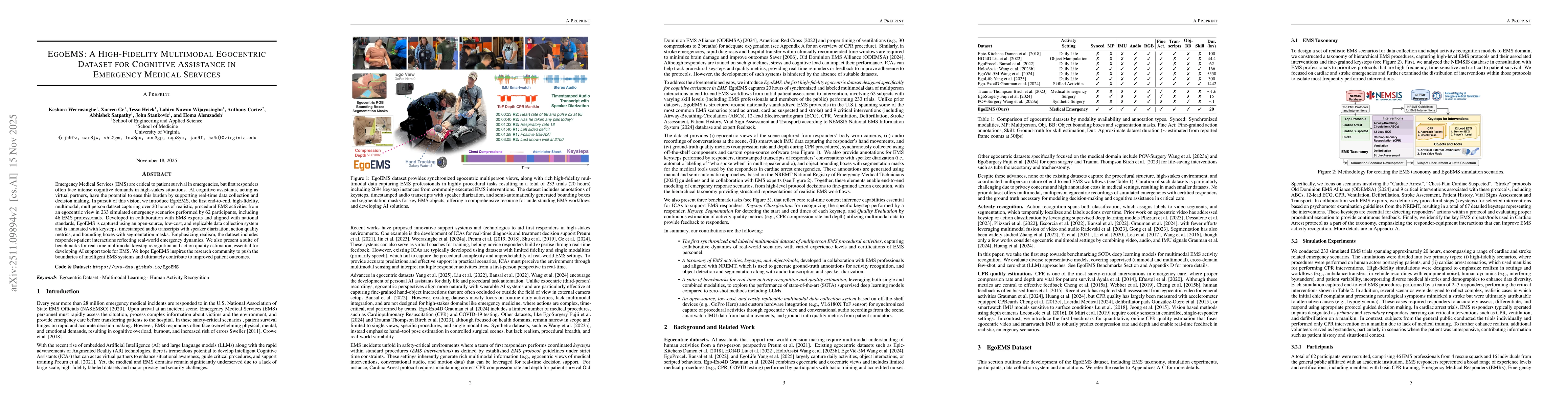 Thumbnail for EgoEMS: A High-Fidelity Multimodal Egocentric Dataset for Cognitive Assistance in Emergency Medical Services
