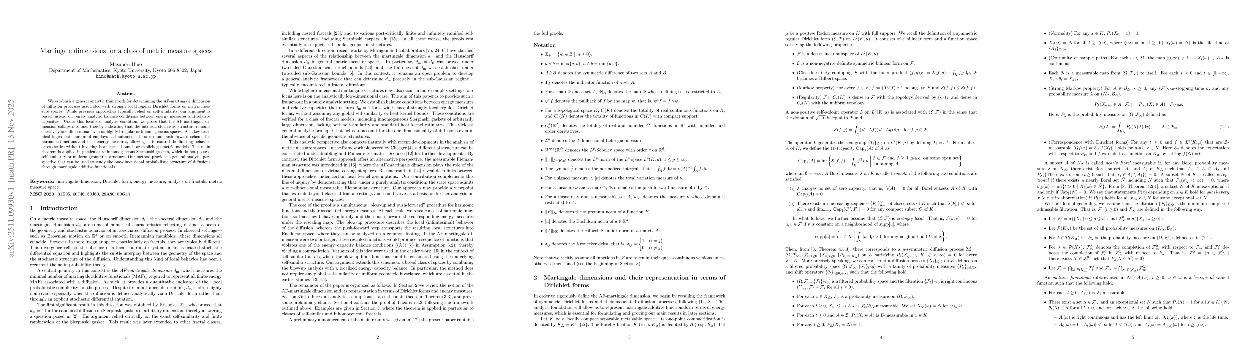 Thumbnail for Martingale dimensions for a class of metric measure spaces