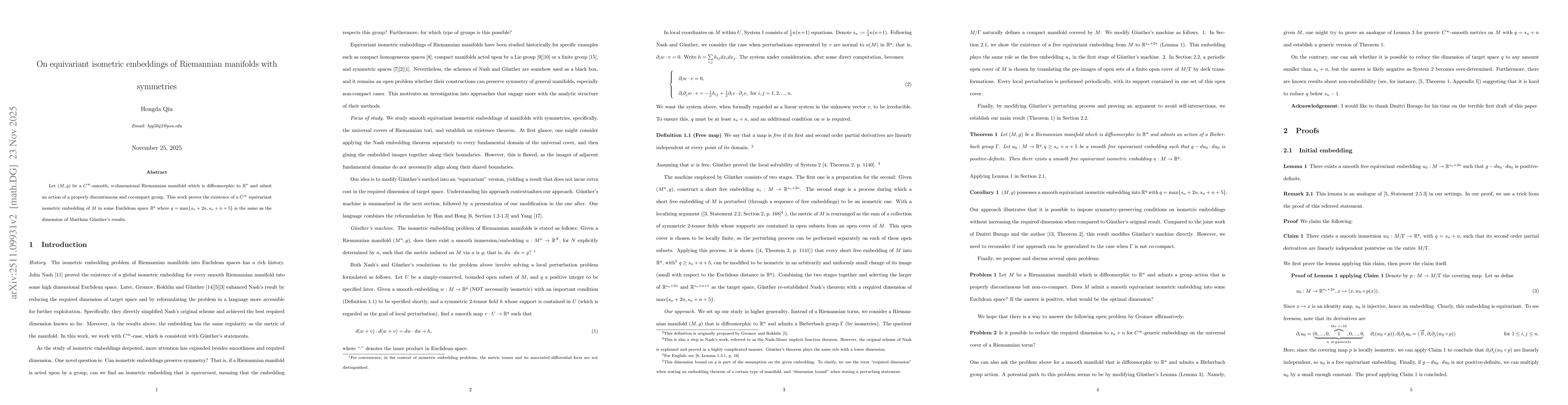 Thumbnail for On equivariant isometric embeddings of Riemannian manifolds with symmetries