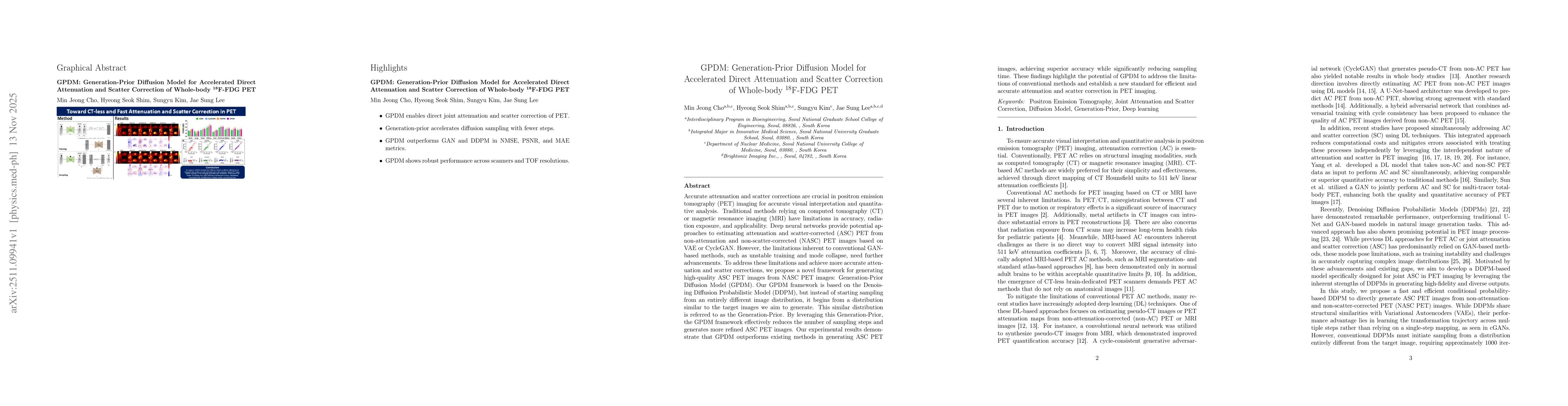 Thumbnail for GPDM: Generation-Prior Diffusion Model for Accelerated Direct Attenuation and Scatter Correction of Whole-body 18F-FDG PET