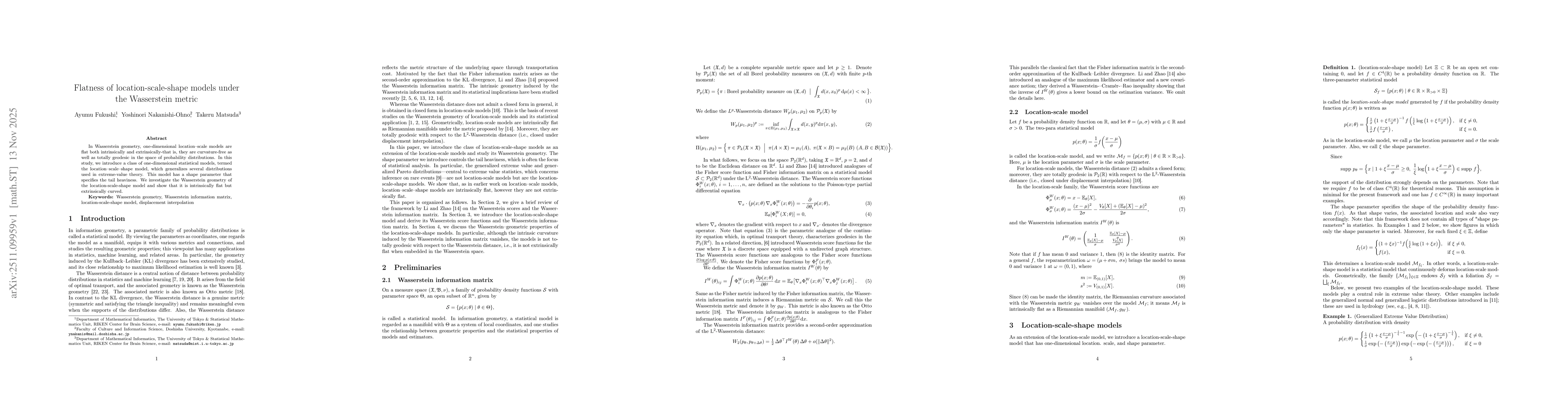 Thumbnail for Flatness of location-scale-shape models under the Wasserstein metric