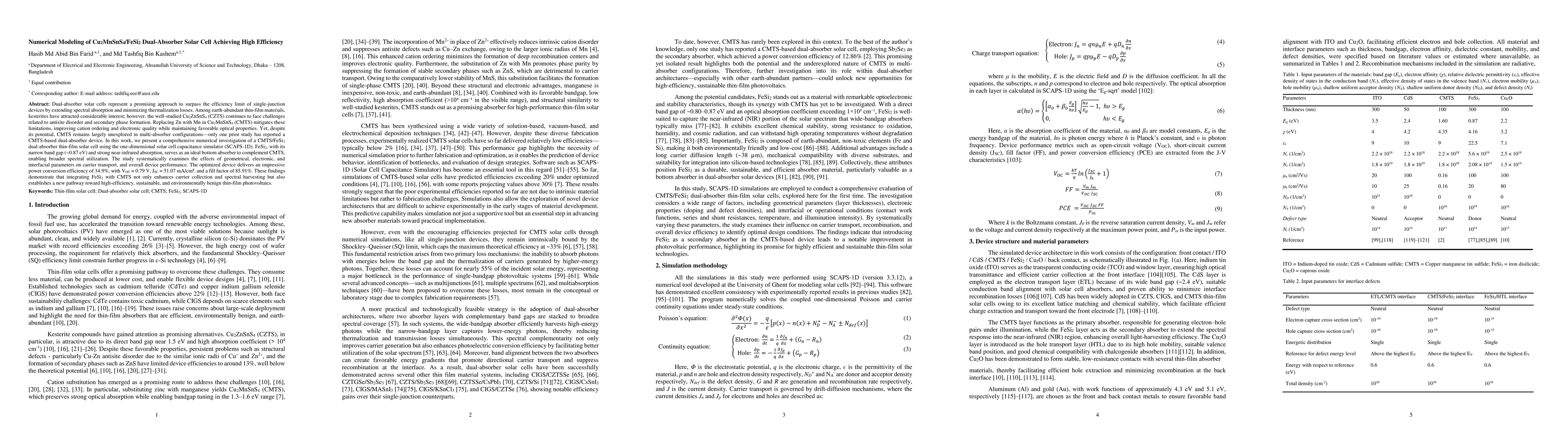 Thumbnail for Numerical Modeling of Cu2MnSnS4/FeSi2 Dual-Absorber Solar Cell Achieving High Efficiency