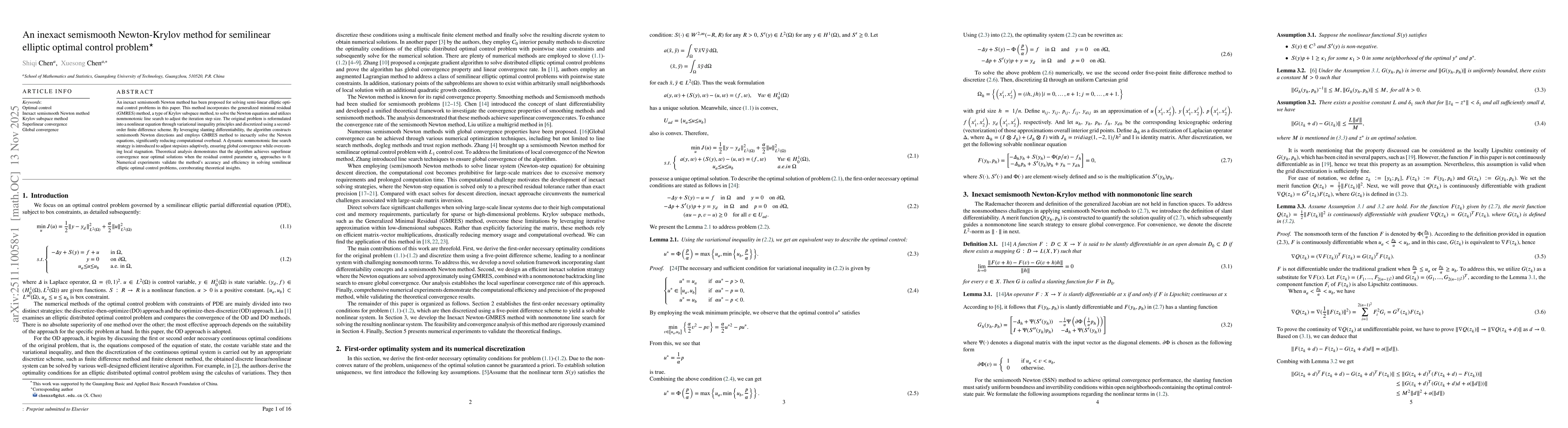 Thumbnail for An inexact semismooth Newton-Krylov method for semilinear elliptic optimal control problem