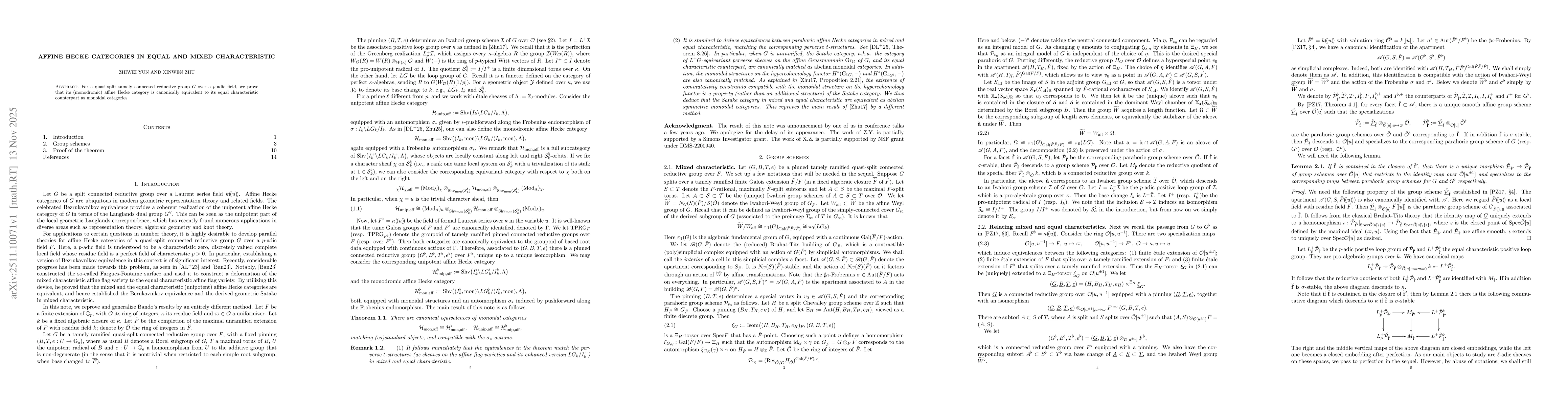 Thumbnail for Affine Hecke categories in equal and mixed characteristic