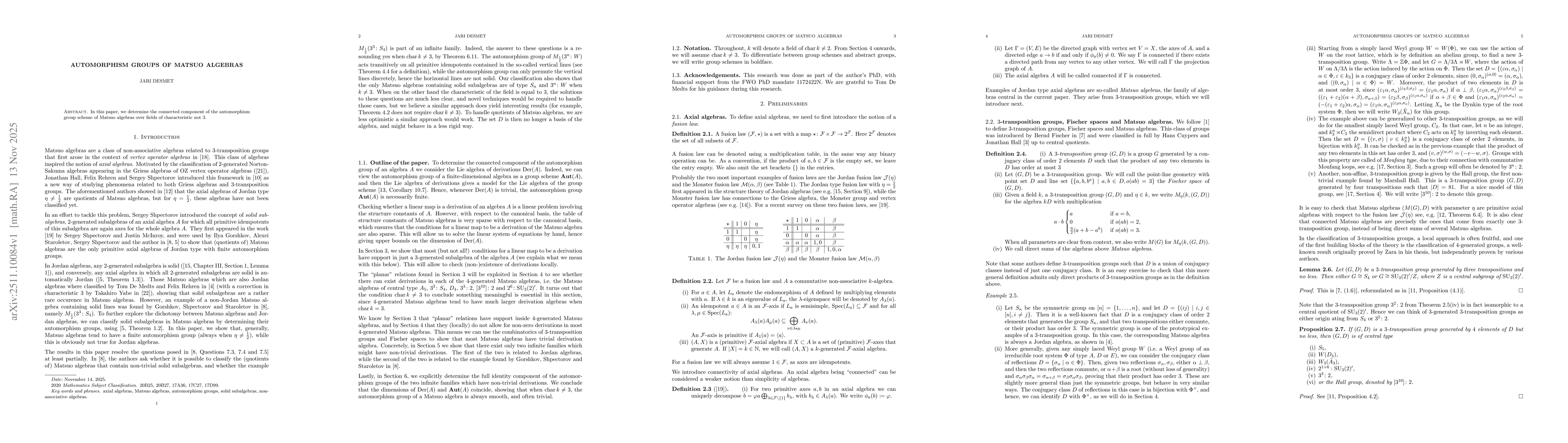 Thumbnail for Automorphism groups of Matsuo algebras