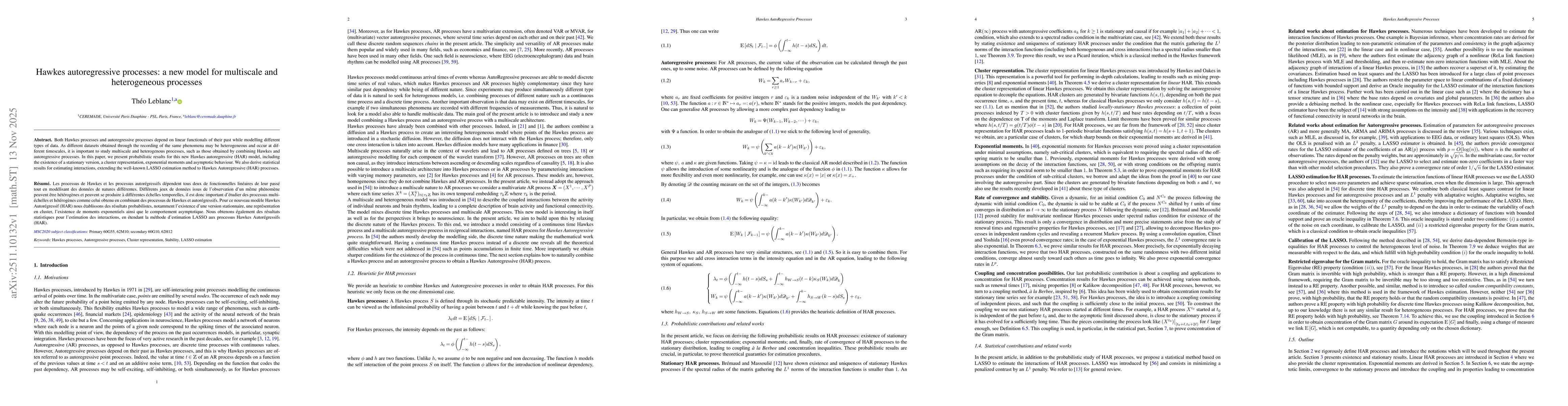 Thumbnail for Hawkes autoregressive processes: a new model for multiscale and heterogeneous processes