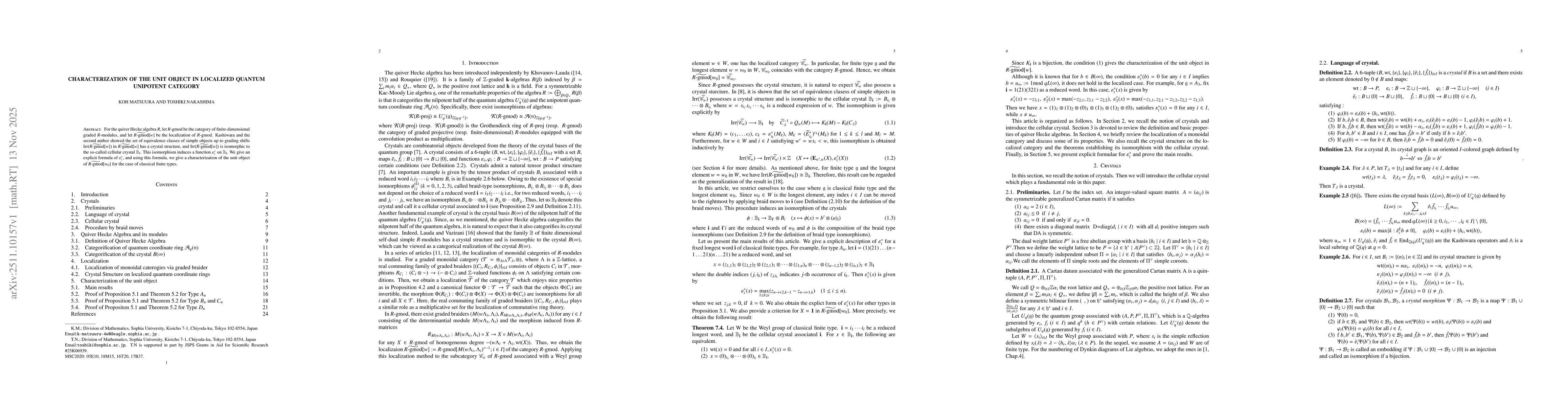 Thumbnail for Characterization of the unit object in localized quantum unipotent category