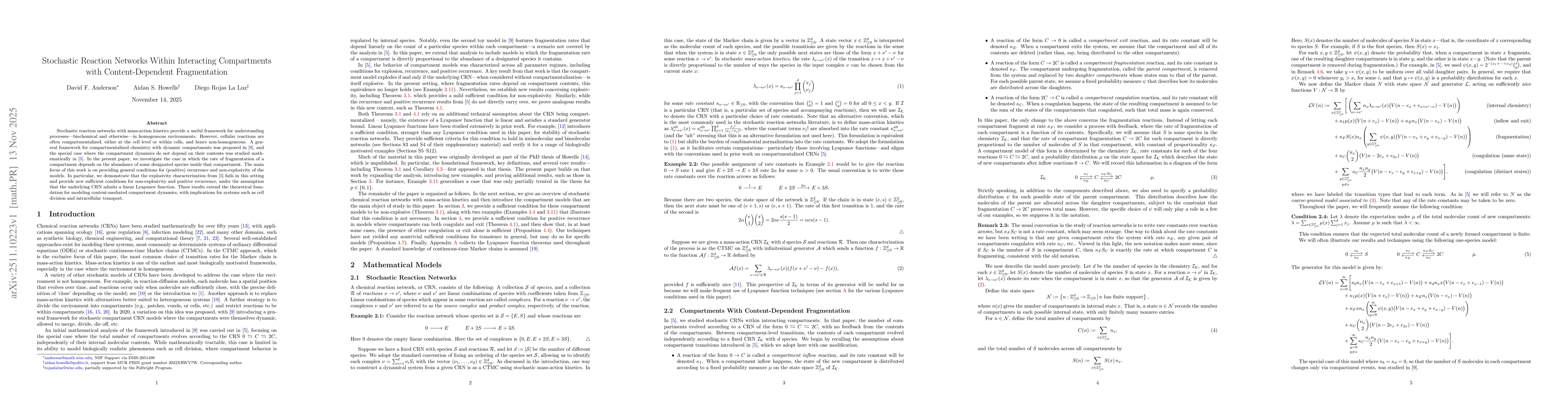 Thumbnail for Stochastic Reaction Networks Within Interacting Compartments with Content-Dependent Fragmentation