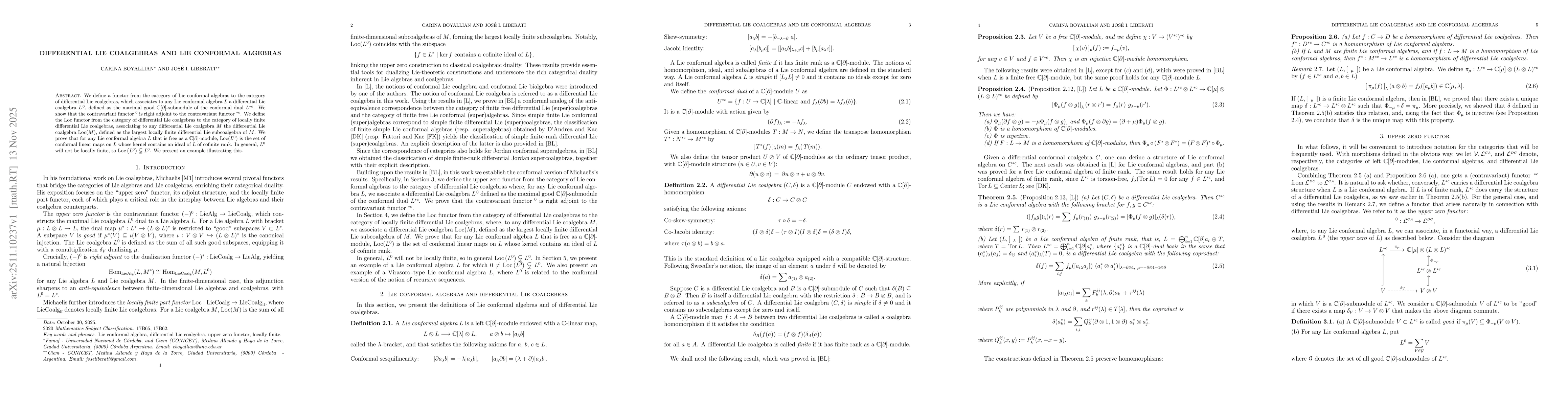 Thumbnail for Differential Lie Coalgebras and Lie Conformal Algebras