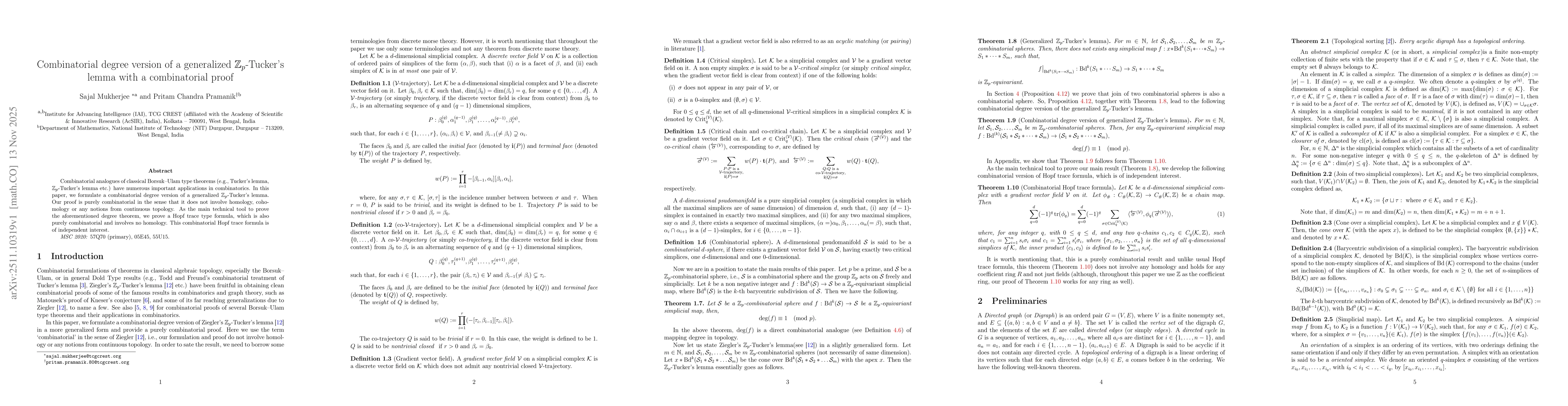 Thumbnail for Combinatorial degree version of a generalized $\mathbb{Z}_p$-Tucker's lemma with a combinatorial proof