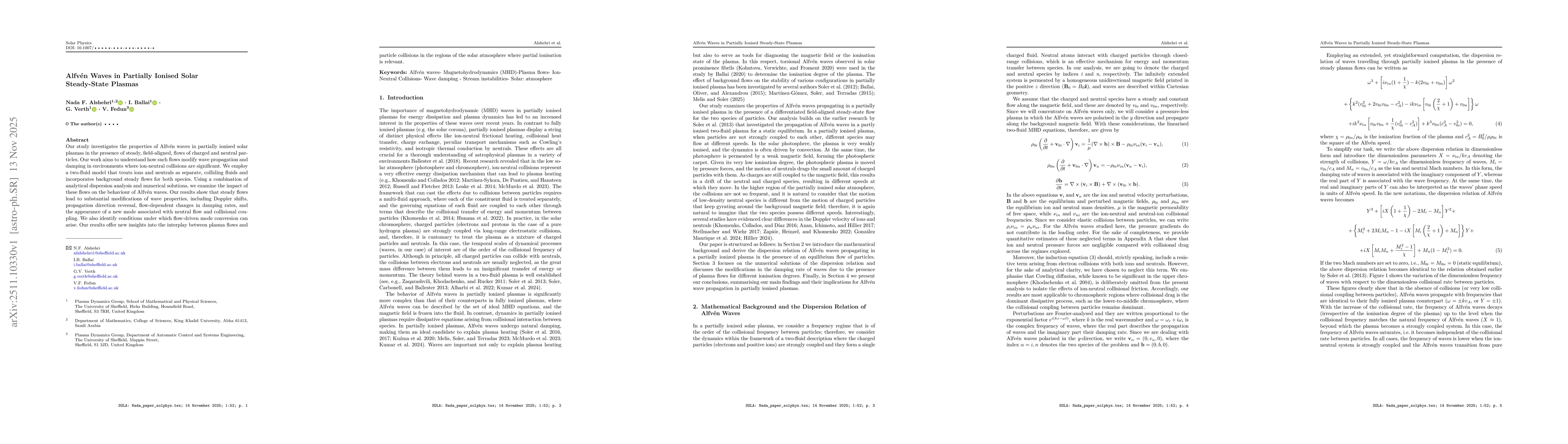 Thumbnail for Alfven Waves in Partially Ionised Solar Steady-State Plasmas