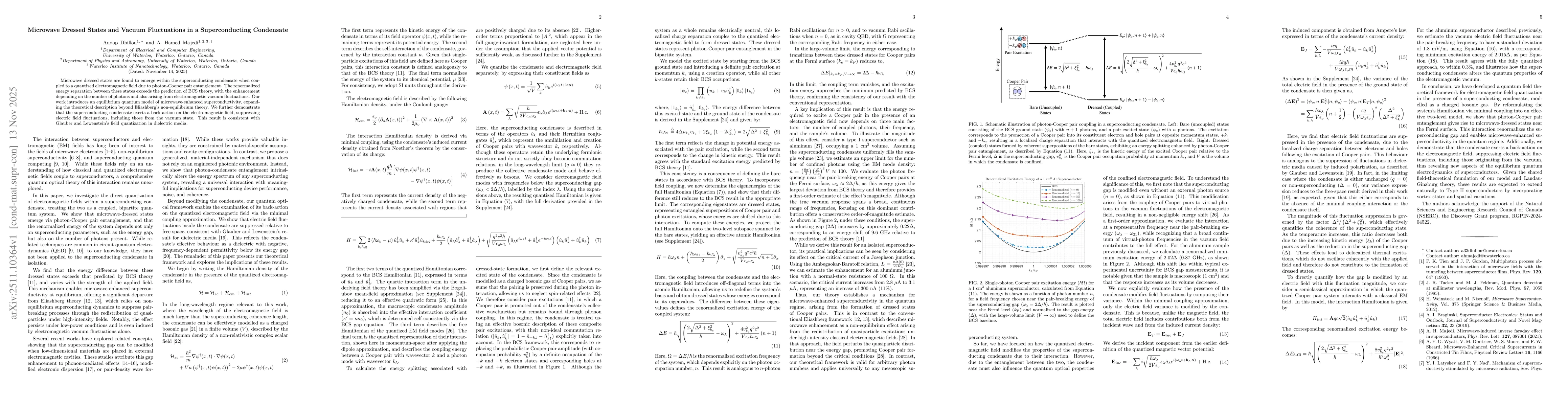Thumbnail for Microwave Dressed States and Vacuum Fluctuations in a Superconducting Condensate