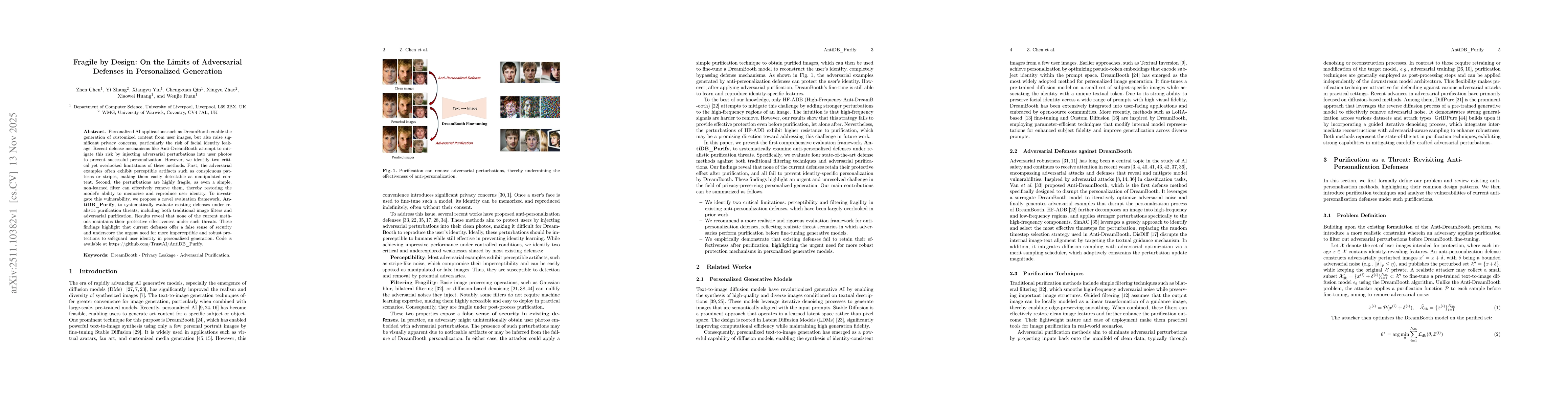 Thumbnail for Fragile by Design: On the Limits of Adversarial Defenses in Personalized Generation