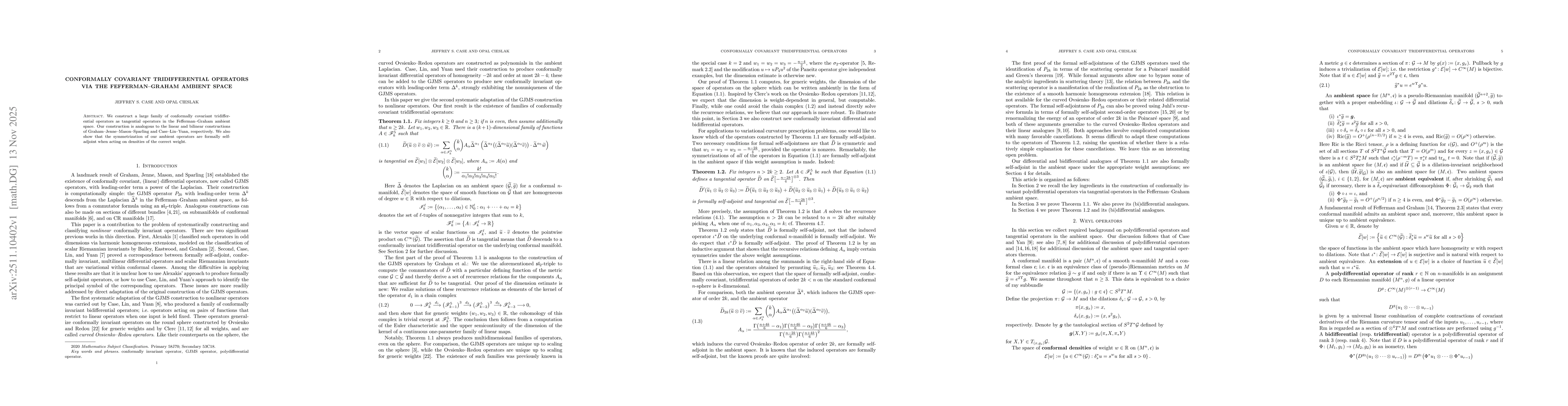Thumbnail for A general construction of conformally covariant tridifferential operators