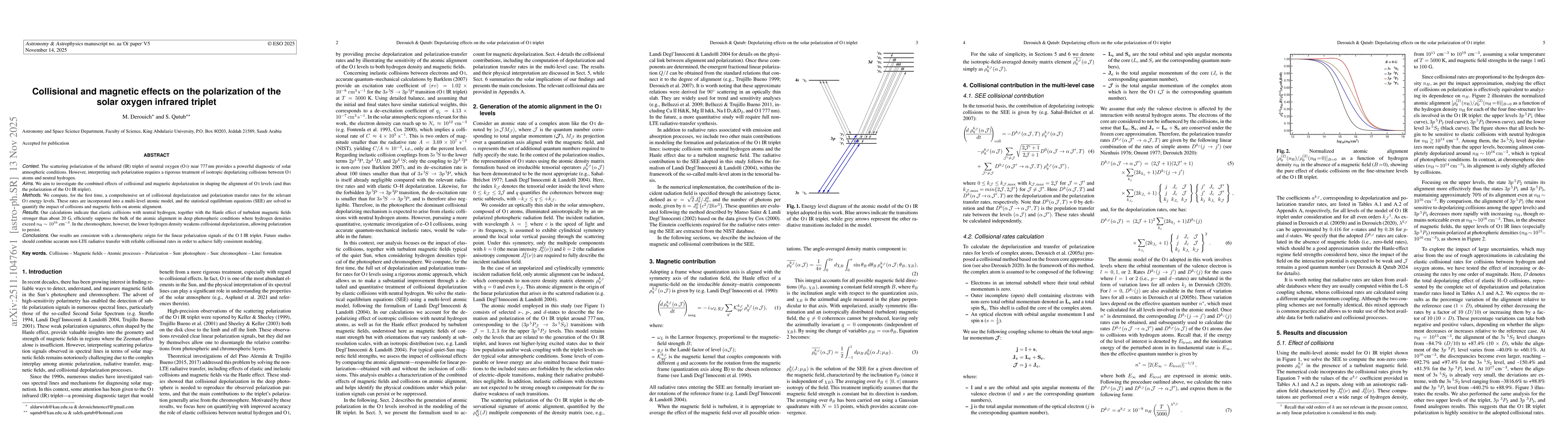 Thumbnail for Collisional and magnetic effects on the polarization of the solar oxygen infrared triplet