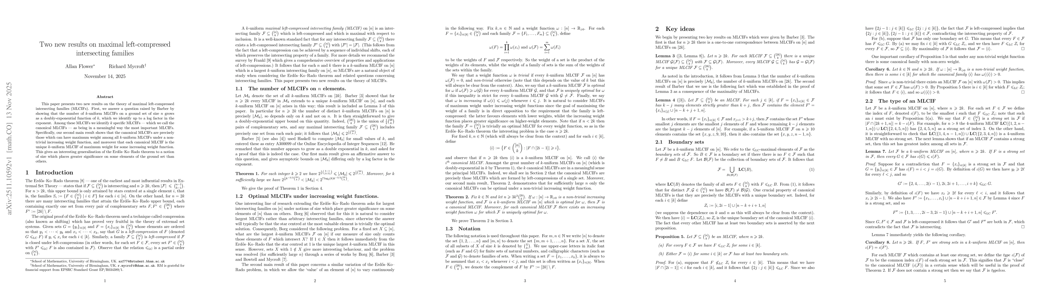 Thumbnail for Two new results on maximal left-compressed intersecting families