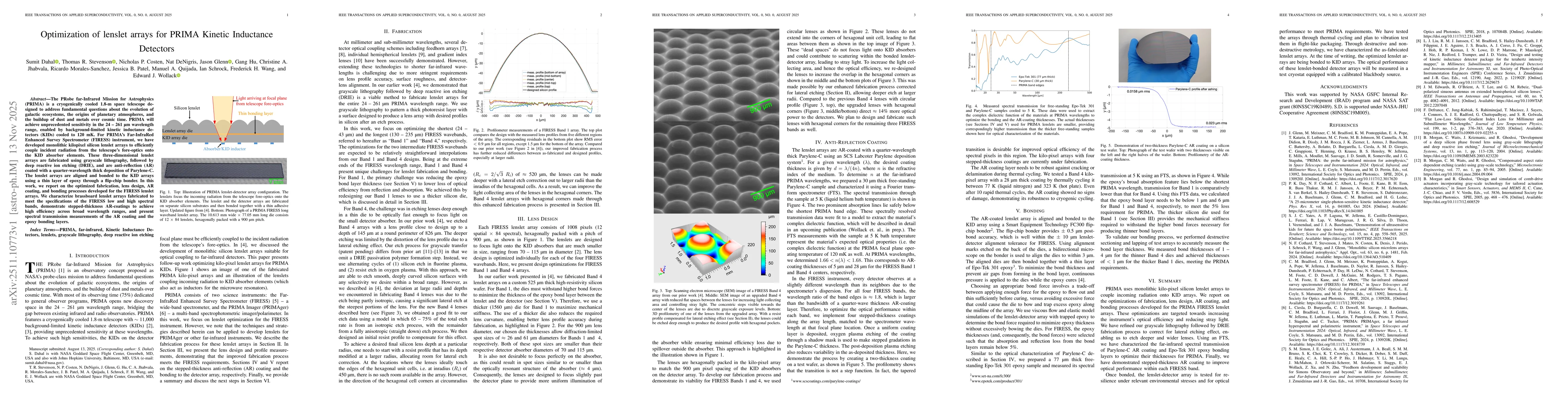 Thumbnail for Optimization of lenslet arrays for PRIMA Kinetic Inductance Detectors