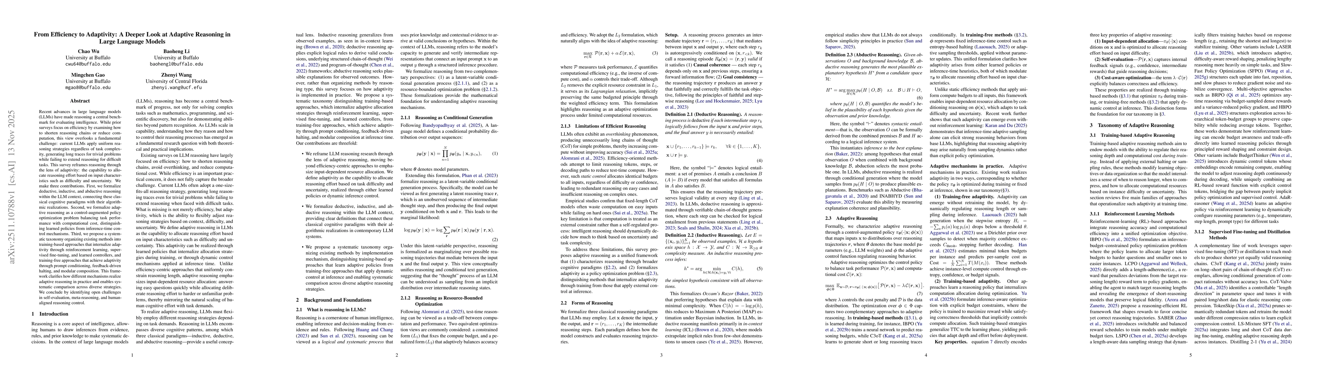 Thumbnail for From Efficiency to Adaptivity: A Deeper Look at Adaptive Reasoning in Large Language Models