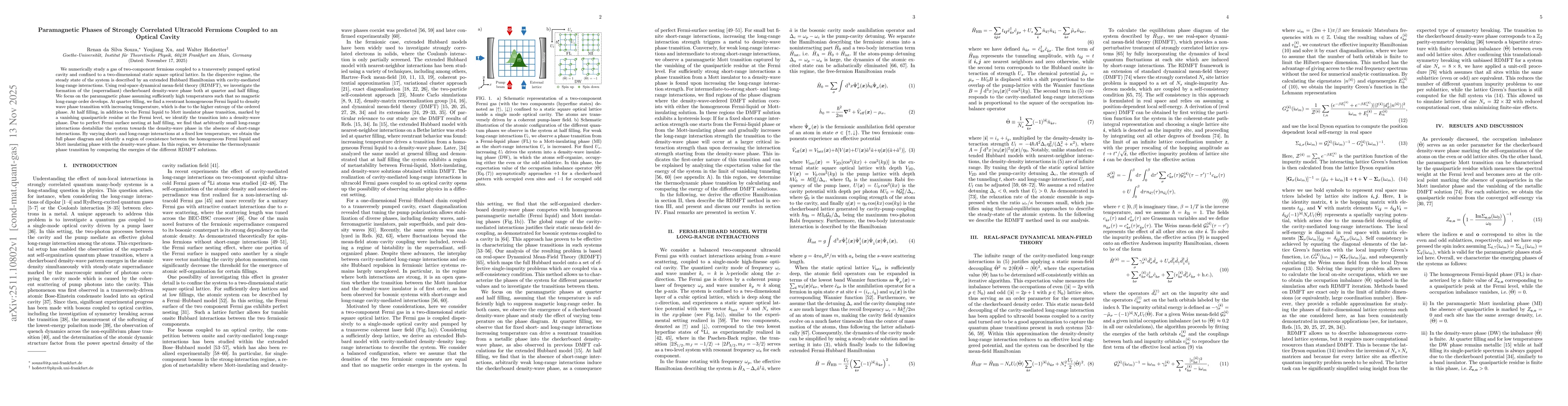 Thumbnail for Paramagnetic Phases of Strongly Correlated Ultracold Fermions Coupled to an Optical Cavity