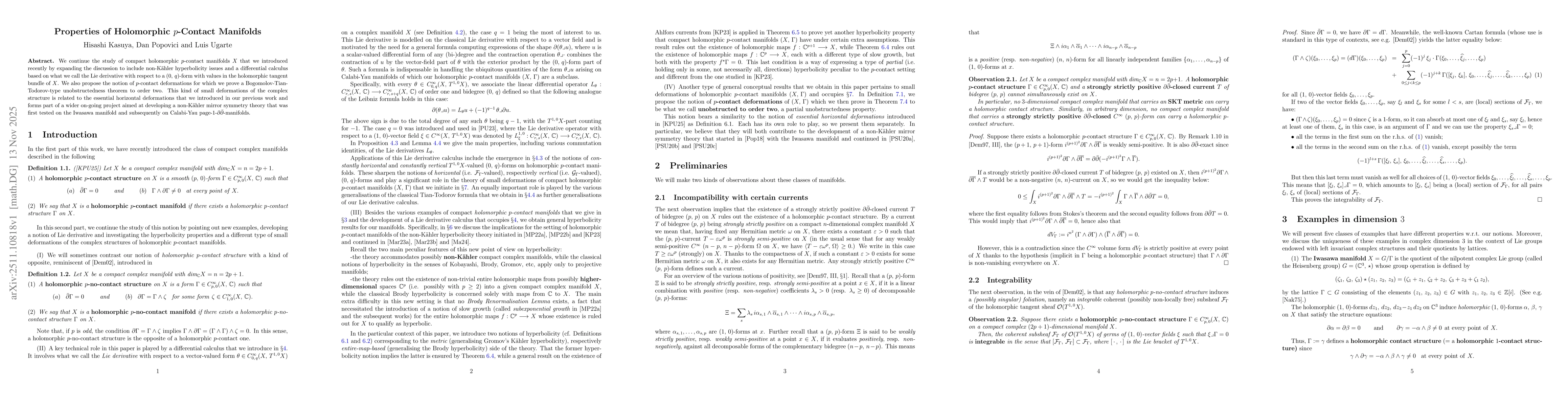 Thumbnail for Properties of Holomorphic $p$-Contact Manifolds