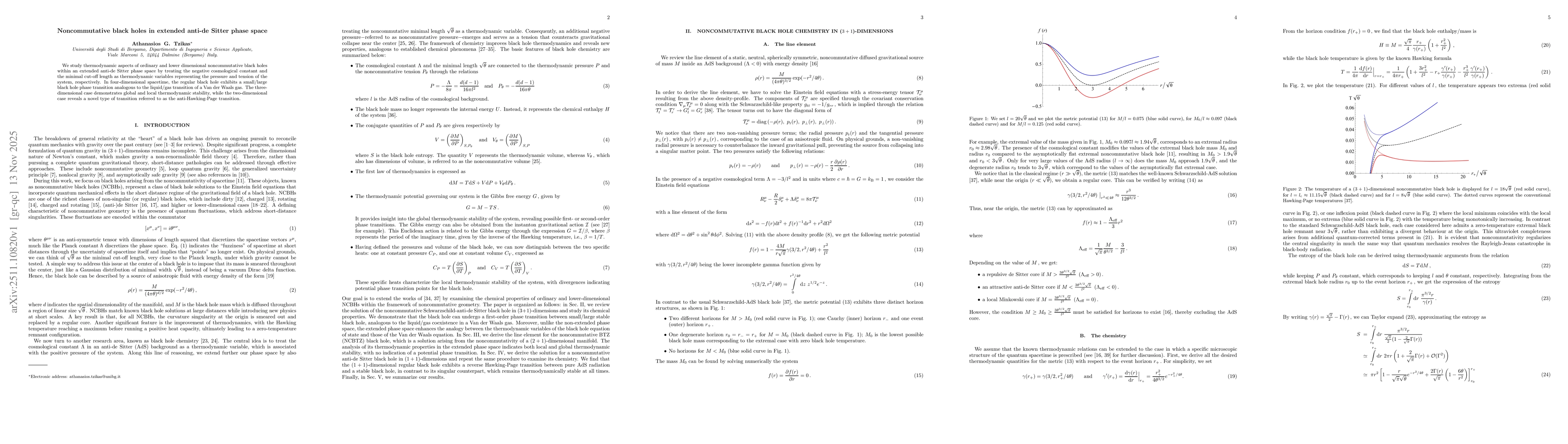 Thumbnail for Noncommutative black holes in extended anti-de Sitter phase space