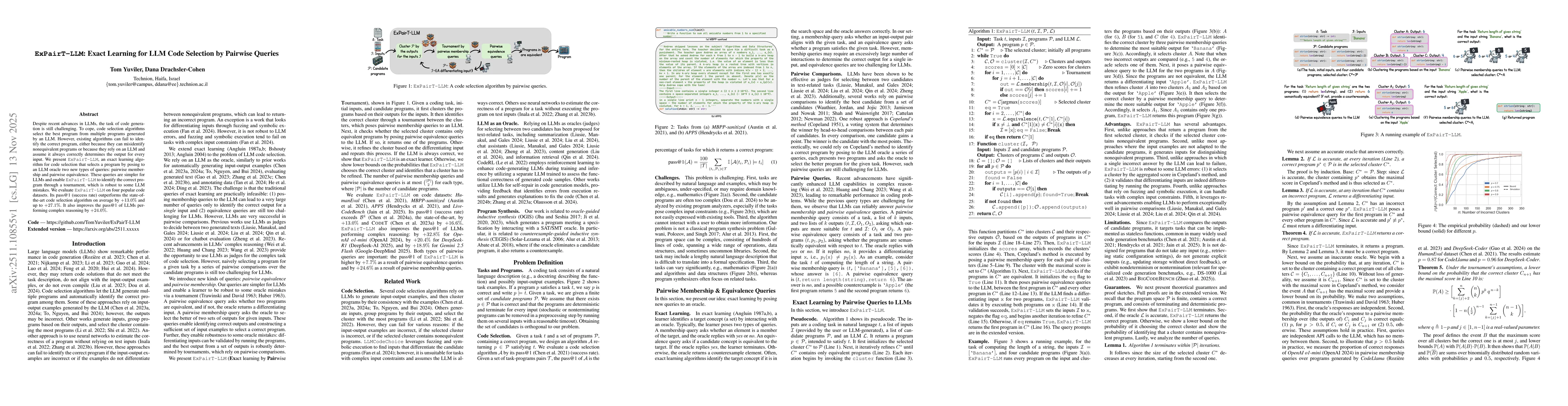 Thumbnail for ExPairT-LLM: Exact Learning for LLM Code Selection by Pairwise Queries