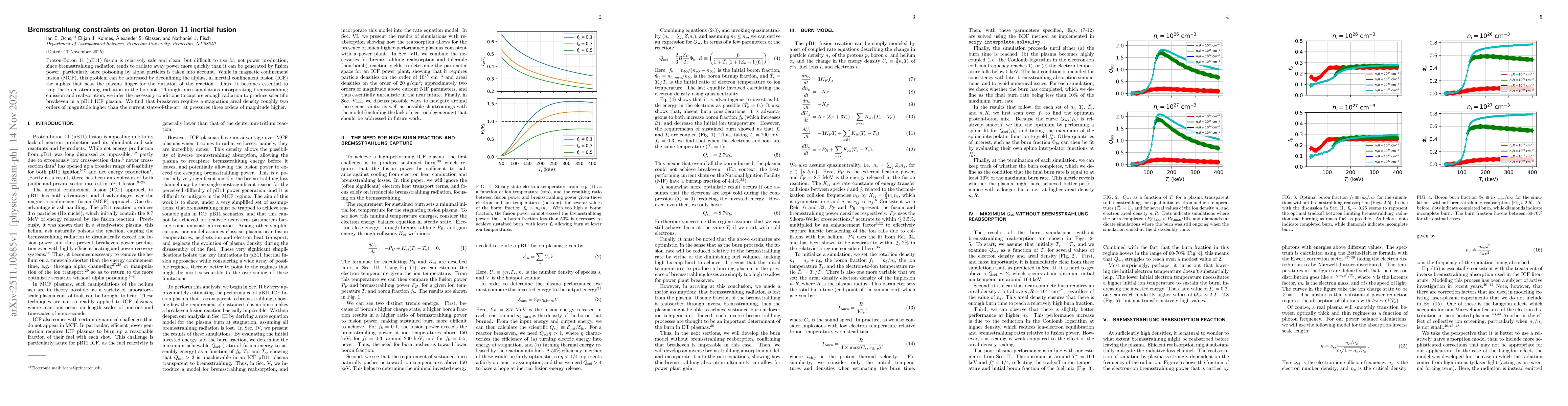 Thumbnail for Bremsstrahlung constraints on proton-Boron 11 inertial fusion