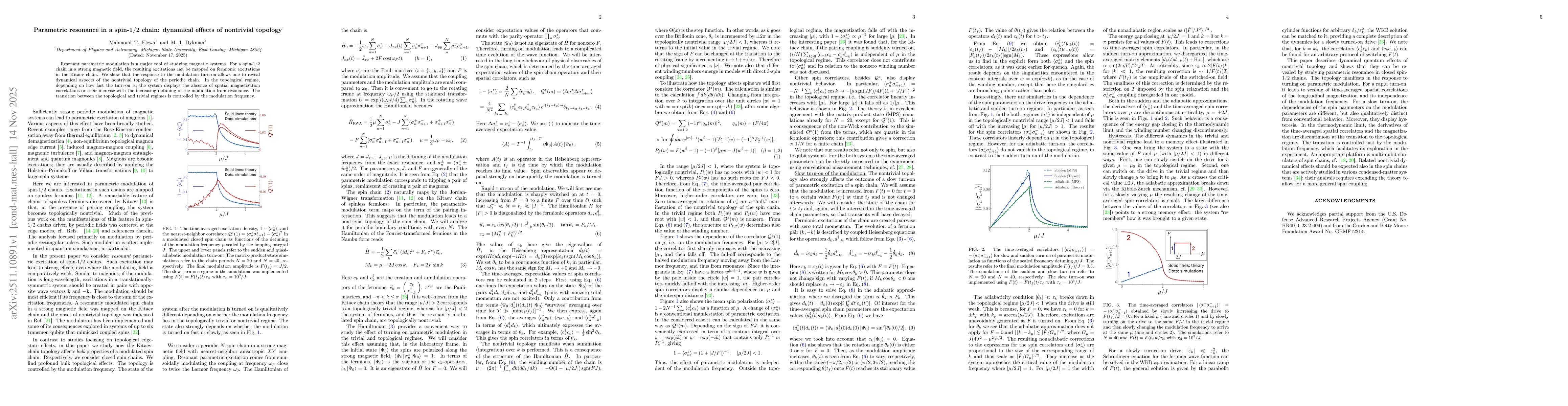 Thumbnail for Parametric resonance in a spin-1/2 chain: dynamical effects of nontrivial topology